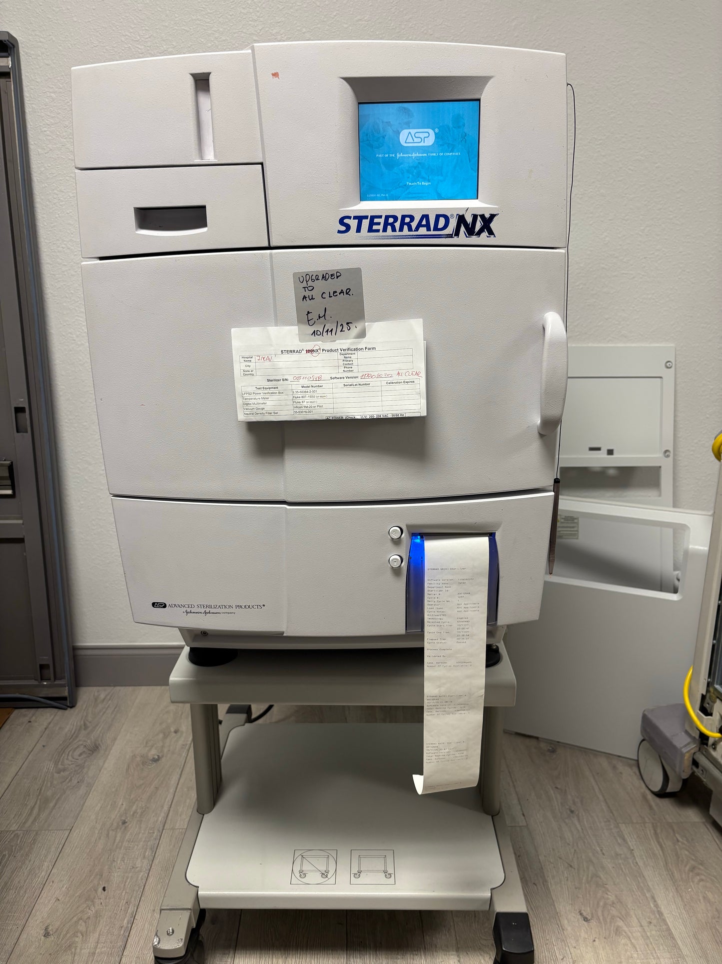 ASP Johnson & Johnson STERRAD NX upgraded to AllClear Plasma Sterilizer