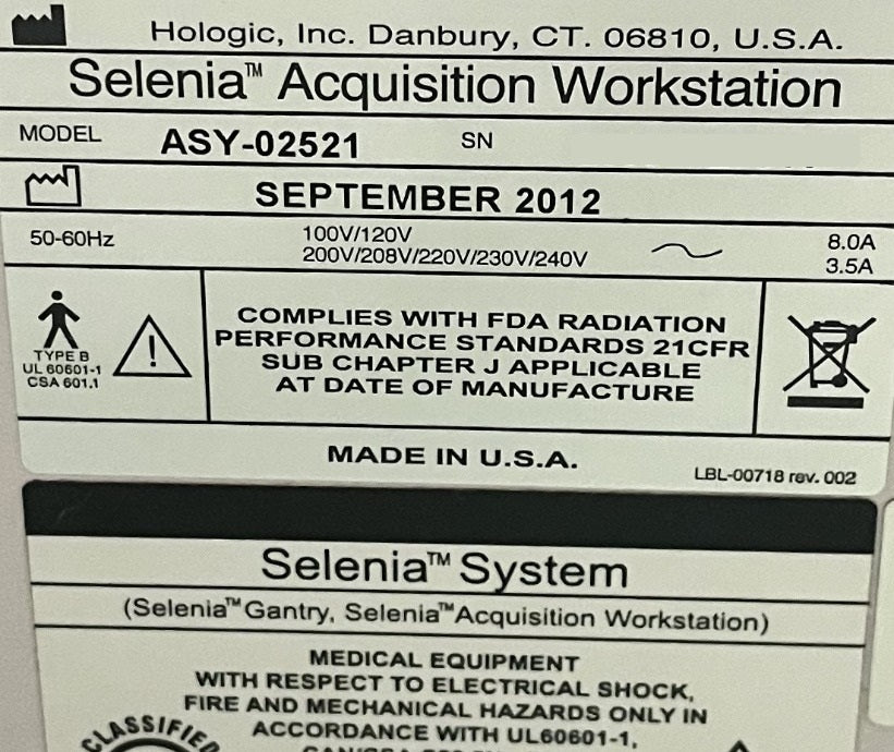 2012 Hologic Selenia 2D Mammography System