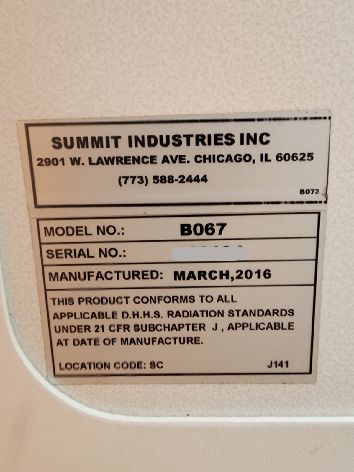 2016 SUMMIT NHD Rad Room X-Ray System – Complete Radiography Room