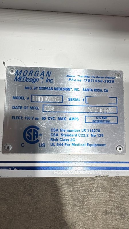 Morgan UD400 Imaging Table 2000 - inCAV Medical Imaging Equipment