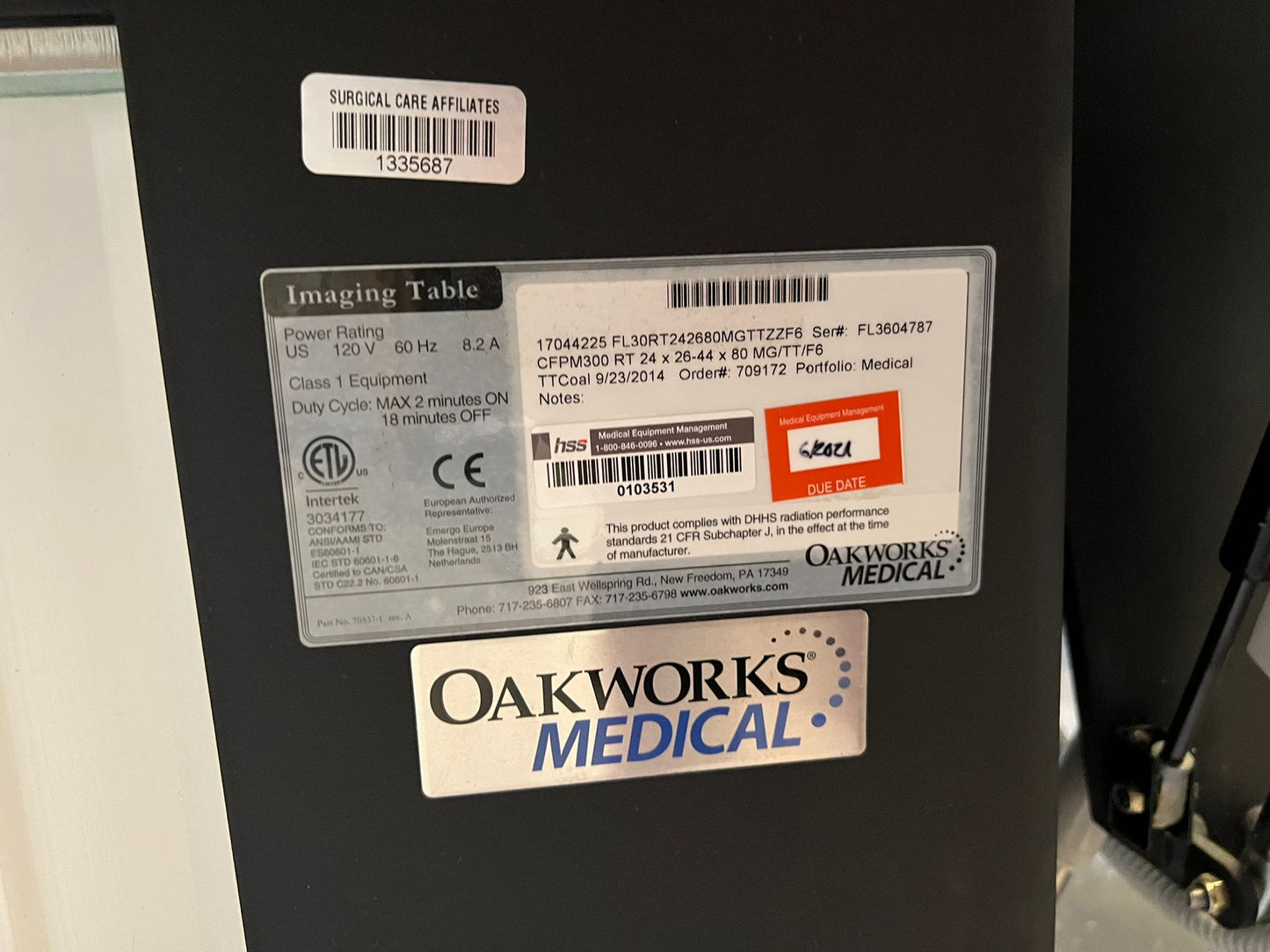 Oakworks Medical CFPM300-Rectangular-Top Imaging-Pain Management Table