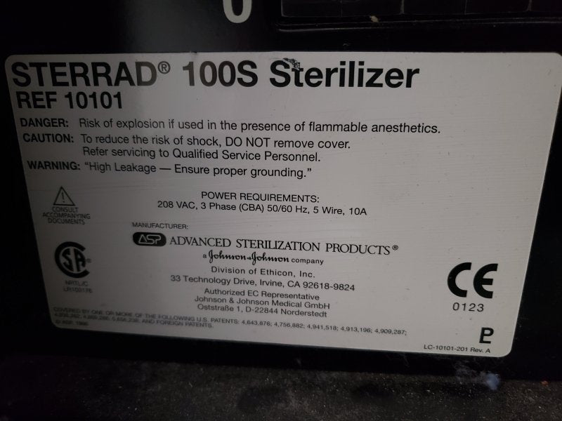 Johnson & Johnson ASP Sterrad 100S Plasma Sterilyzer 2002 Updated Refurbished - inCAV Medical Imaging Equipment