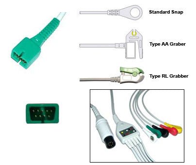 Mek Mp1000 Mp600 Mp500 Ecg Cable With Leads - inCAV Medical Imaging Equipment