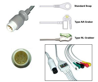 Philips 8 Pin Ecg Cable With Leads - inCAV Medical Imaging Equipment