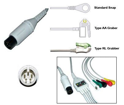 Spacelabs Burdick Ge Corome Ecg Cable With Leads - inCAV Medical Imaging Equipment